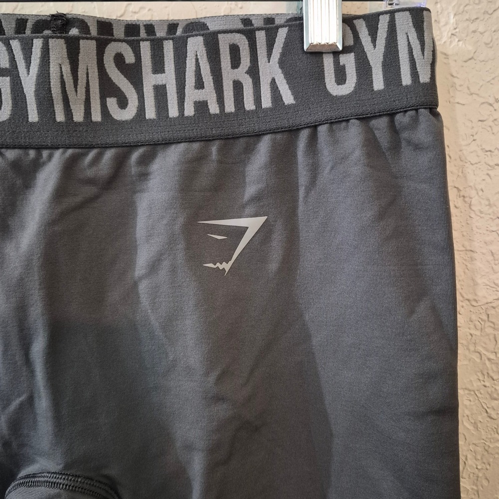 Gymshark Flex Seamless High Waisted Leggings M Charcoal Gray Logo Activewear - Picture 4 of 8